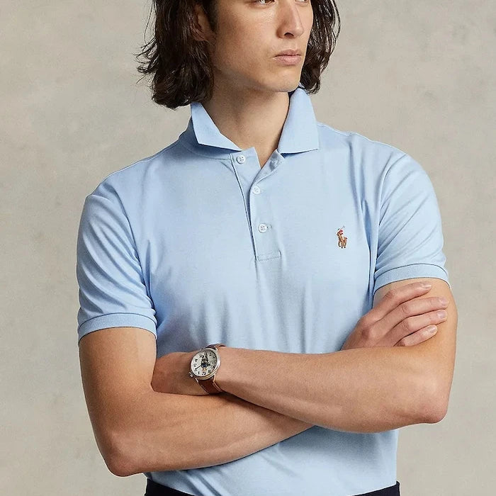 Памучна тениска с яка Polo Ralph Lauren