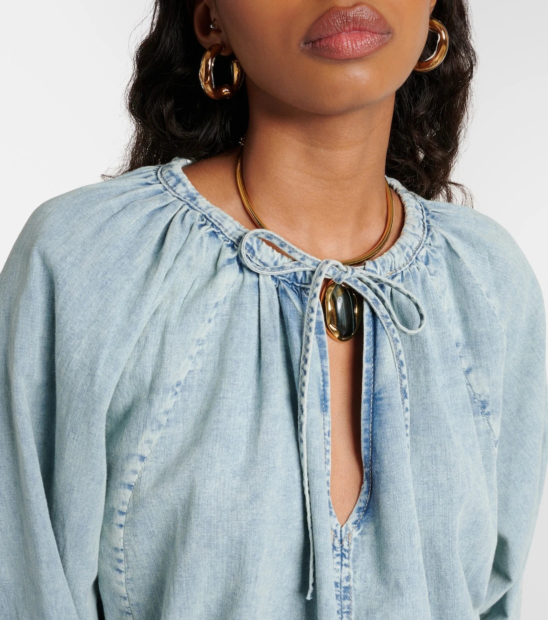 Frame - Cotton and linen denim top