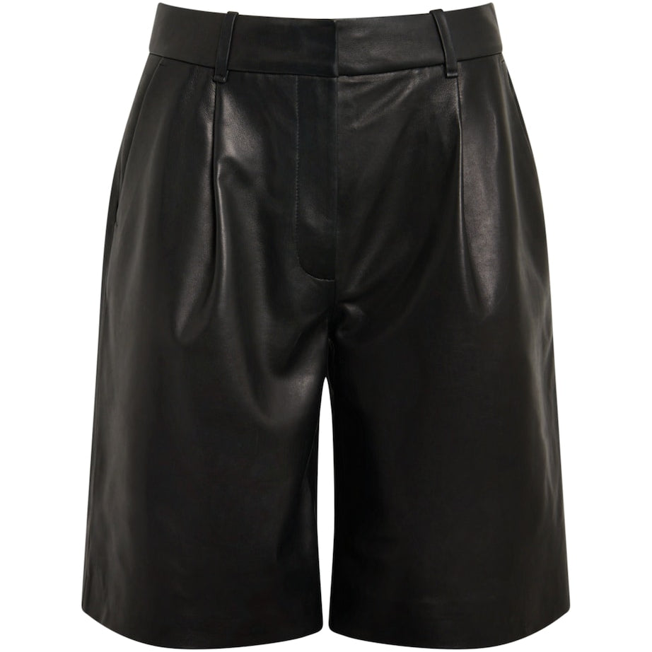 Rag & Bone Black Leather Irina Bermuda Shorts