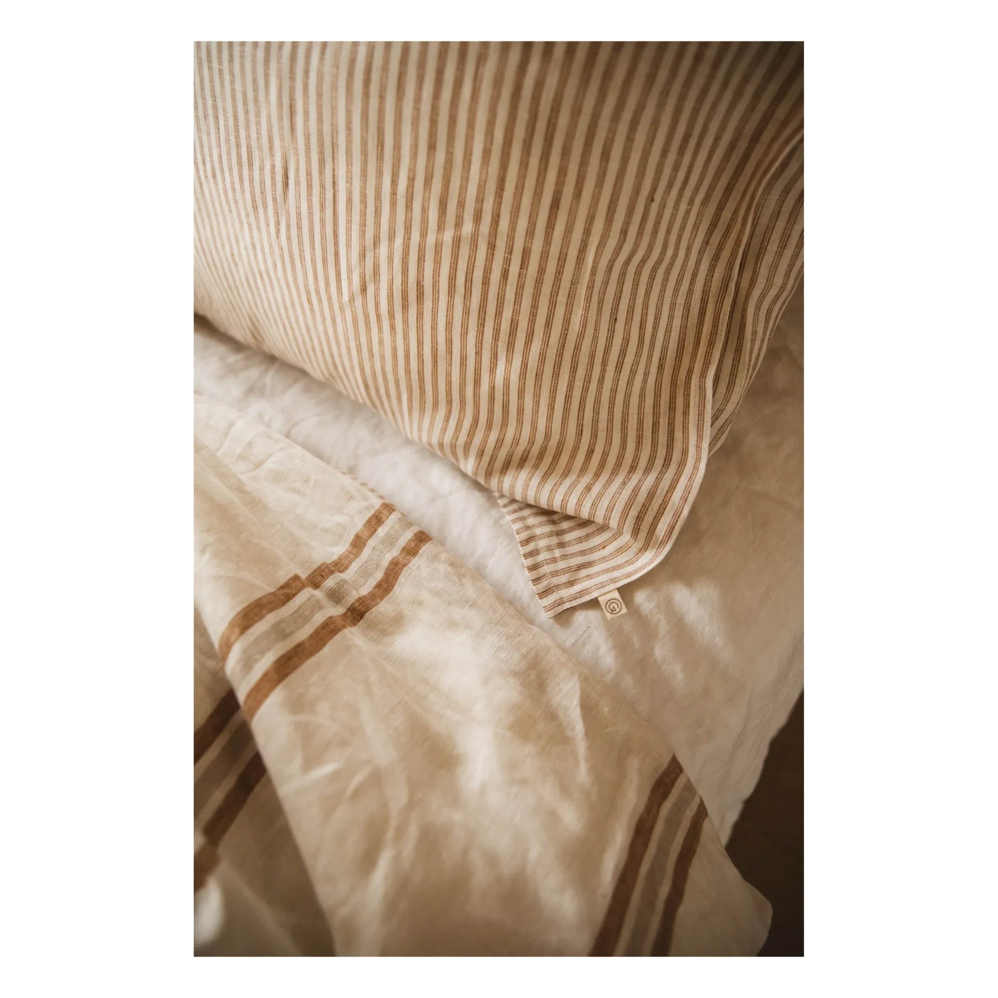 Gabrielle Paris - Striped Washed Linen Pillowcase | Coffee