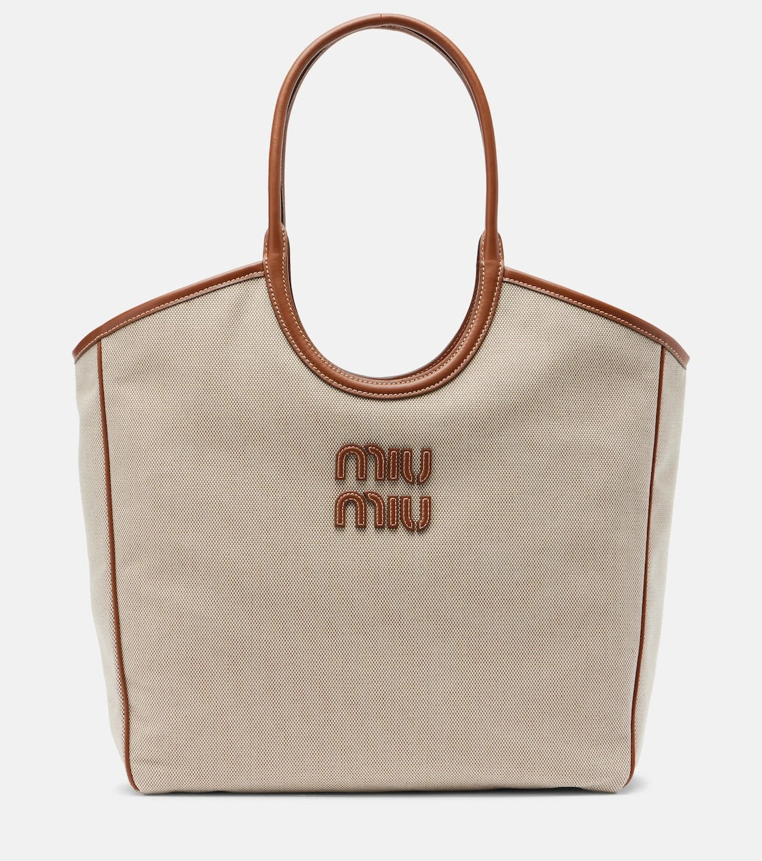Miu Miu - Ivy leather-trimmed canvas tote bag