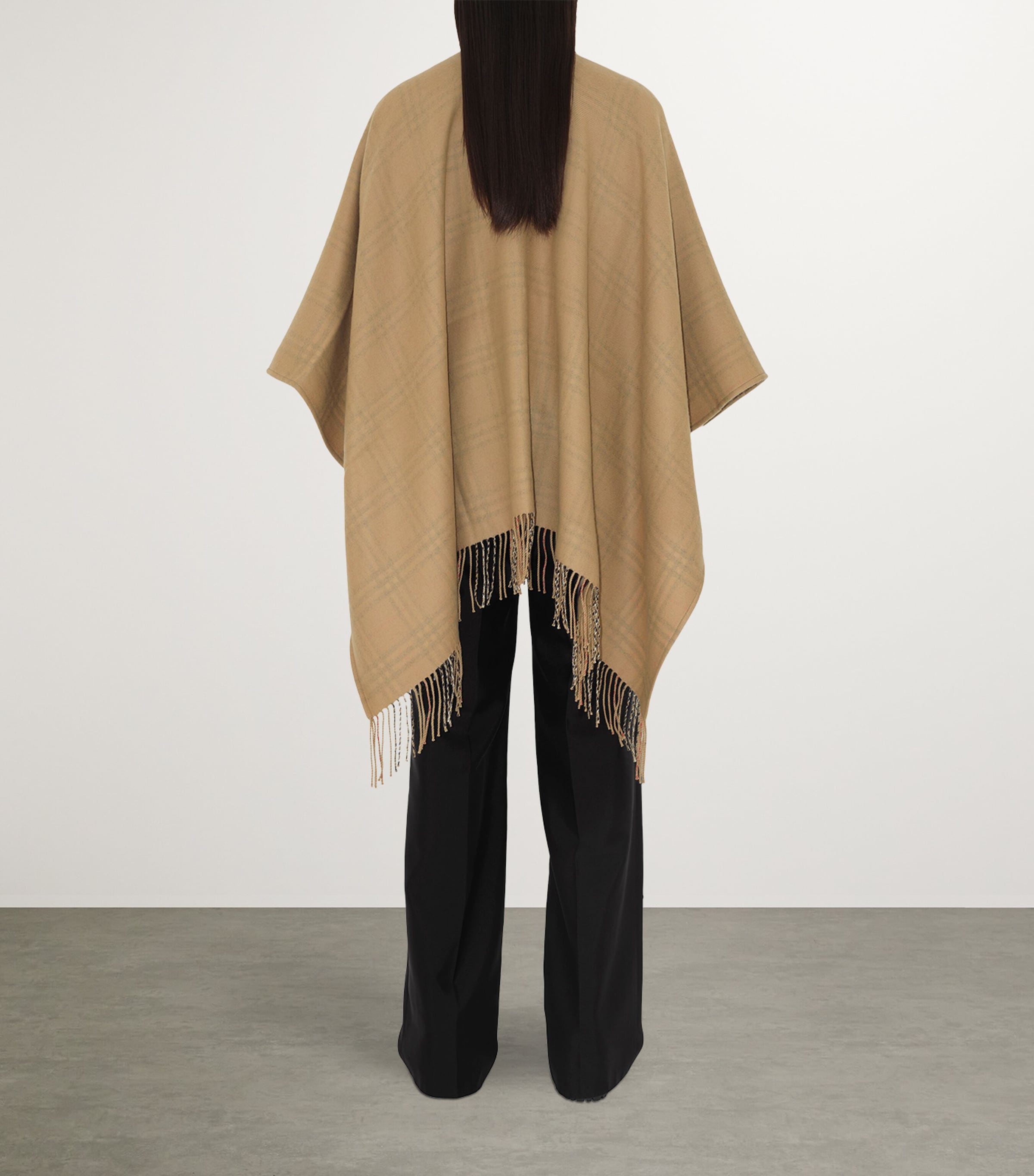 Burberry Beige Wool Reversible Check Cape