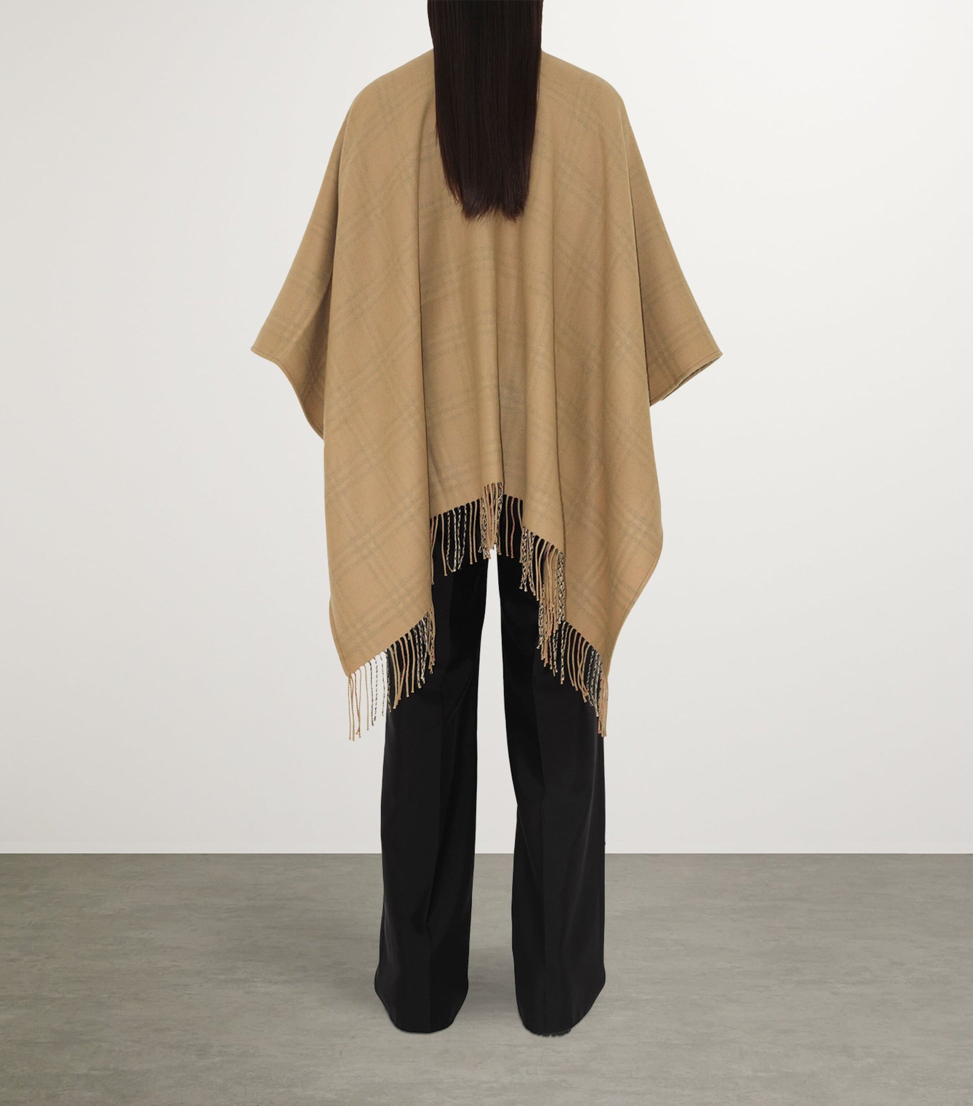 Burberry Beige Wool Reversible Check Cape