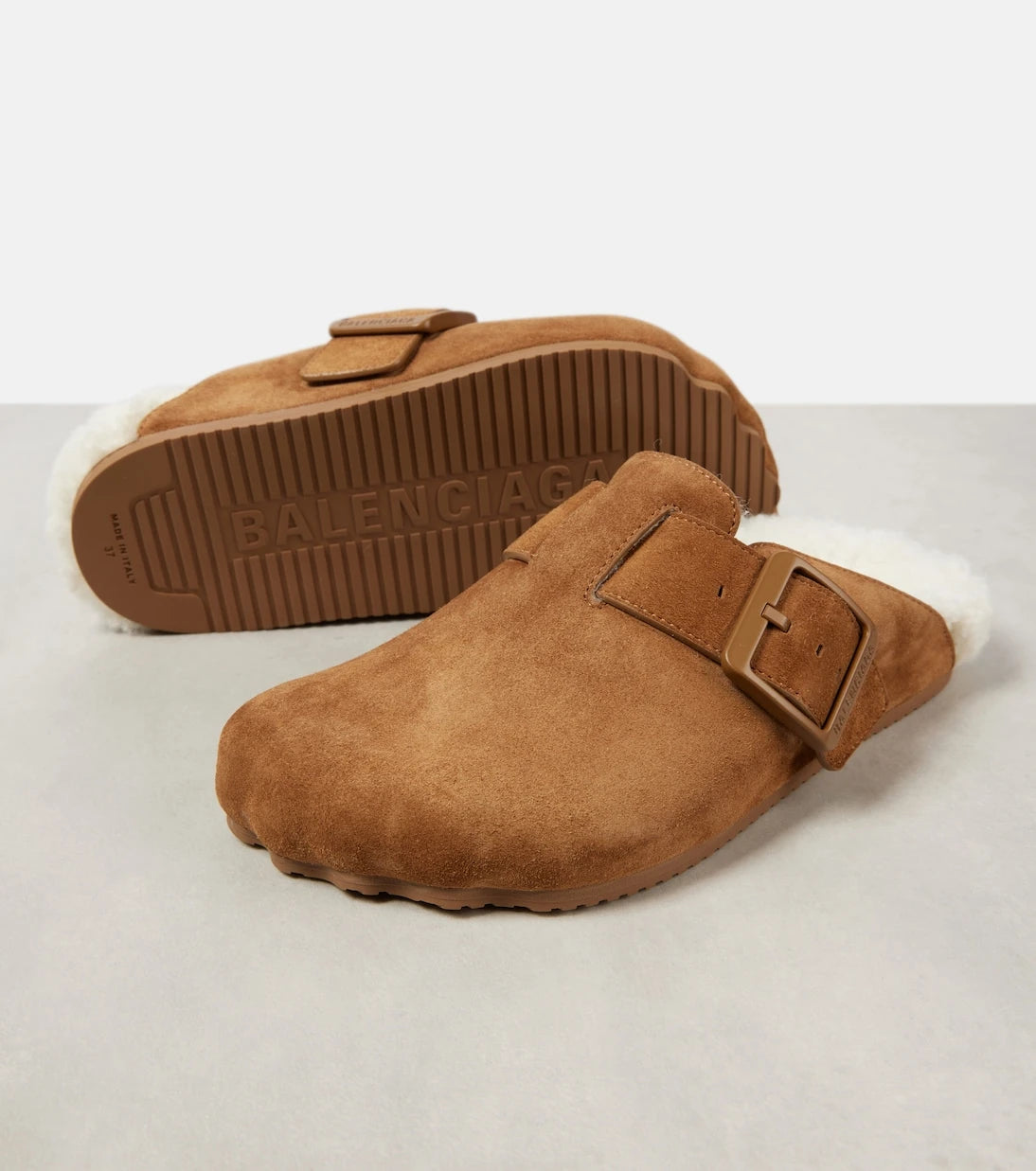 Balenciaga - Sunday shearling-lined suede mules