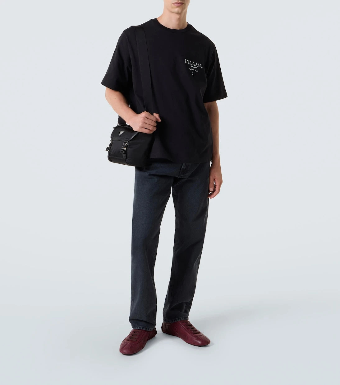 Prada - تي شيرت من القطن جيرسي بشعار الماركة