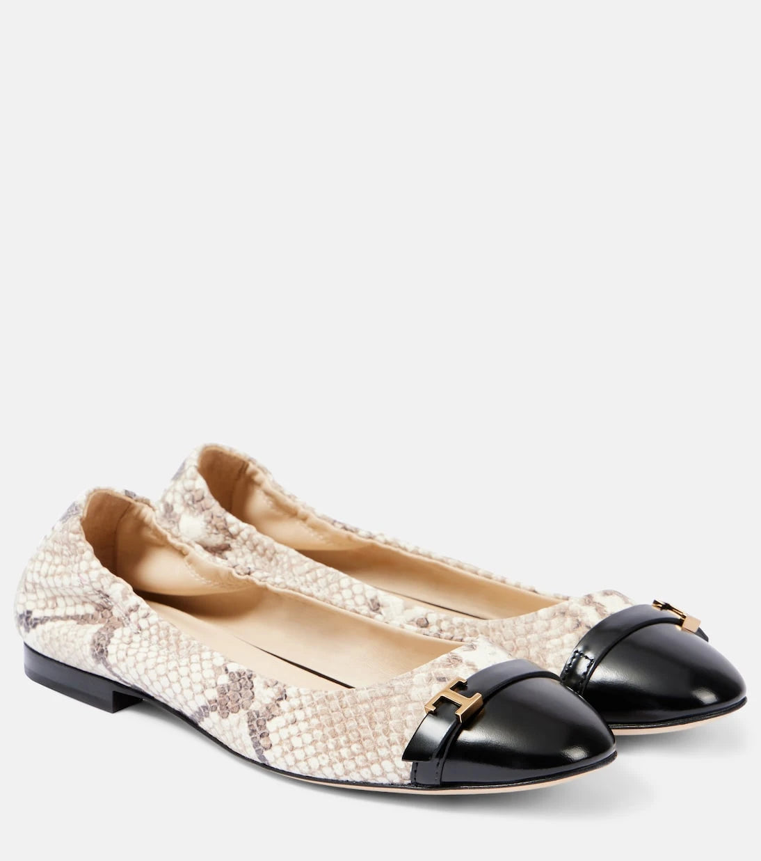 Tod's - Snake-effect leather ballet flats