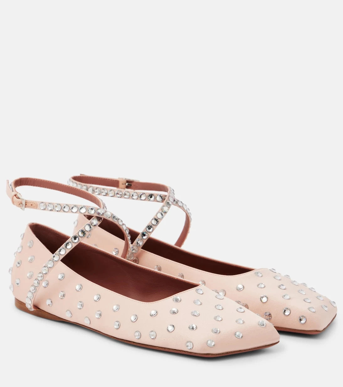 Amina Muaddi - Ane crystal-embellished satin ballet flats