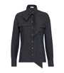 Brunello Cucinelli Blue Denim Pussybow Shirt