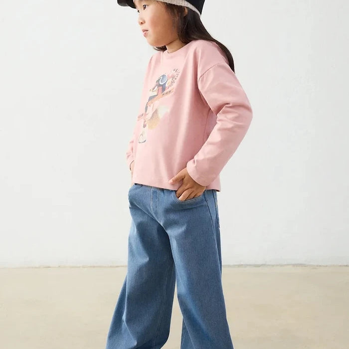 Çocuklar için wide leg kot pantolon