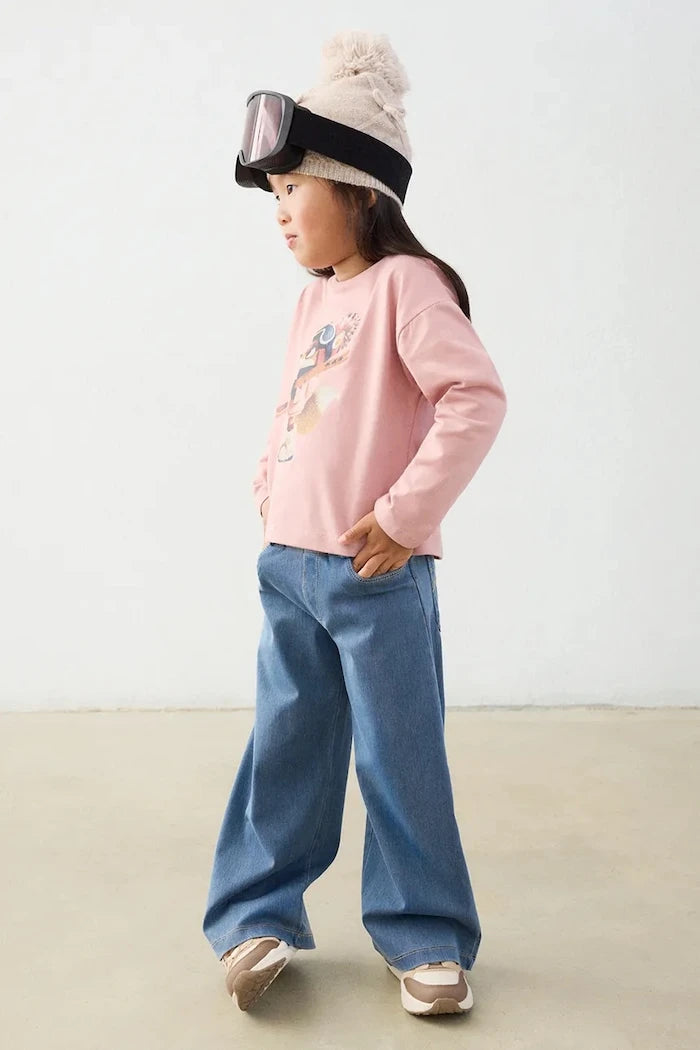 Çocuklar için wide leg kot pantolon