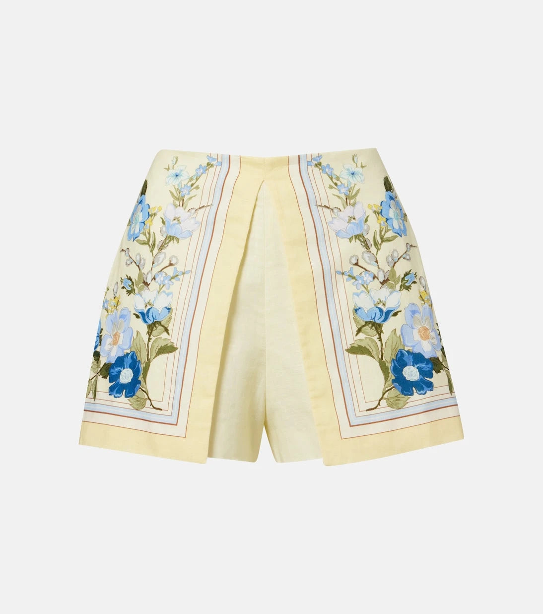 Self-Portrait - Floral linen and cotton shorts