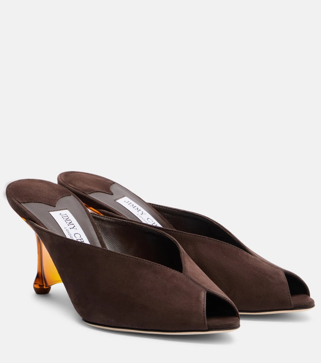 Jimmy Choo - Glace suede peep-toe wedge mules