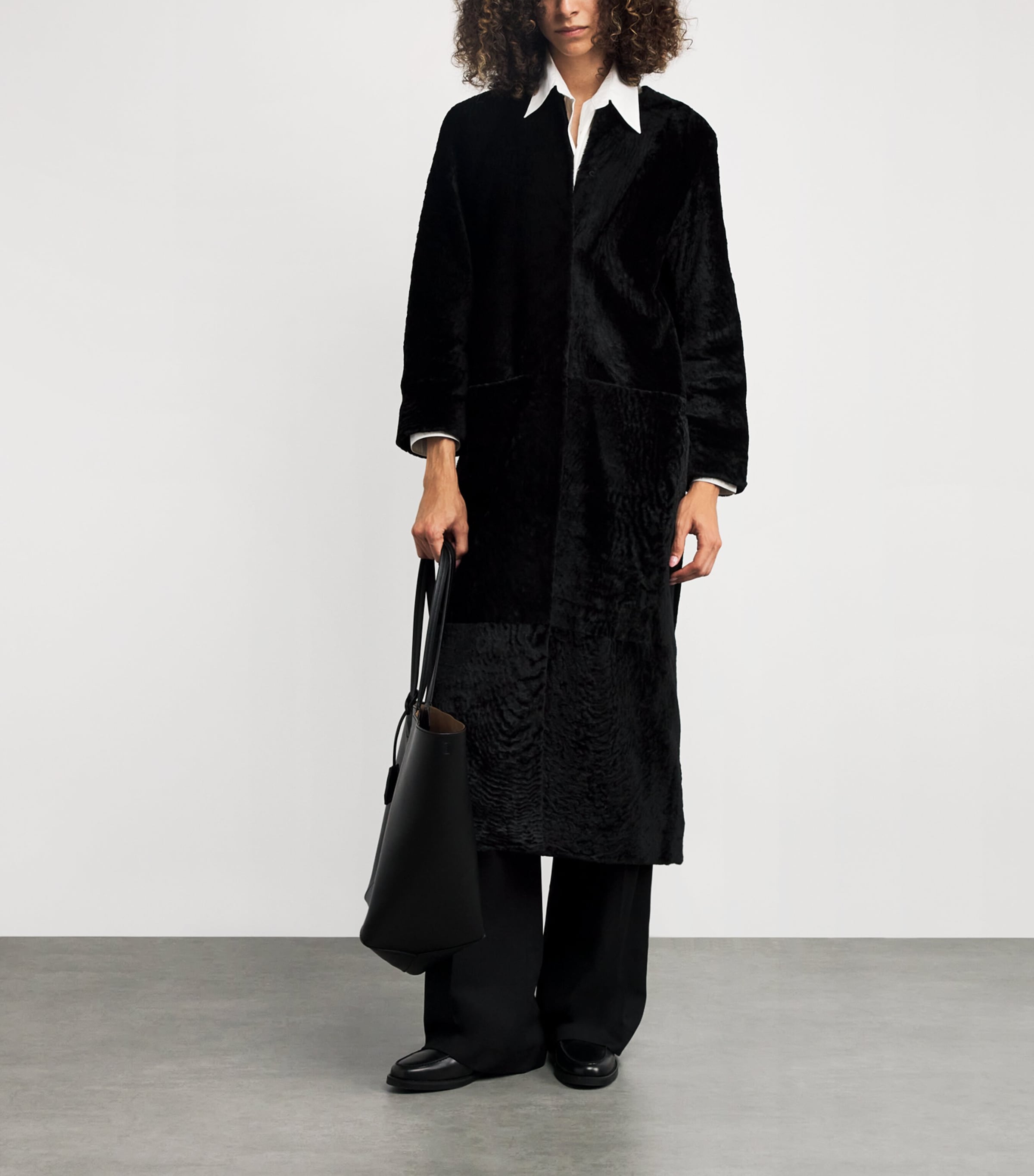 Black Sheepskin Shearling Ora Coat