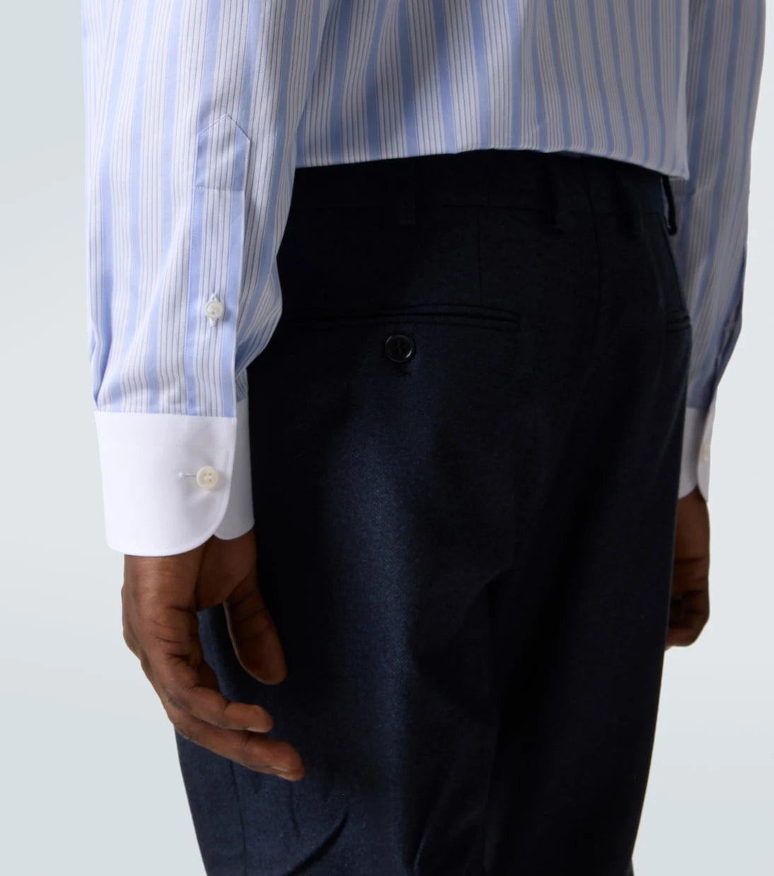 Brioni - قميص بوبلين قطني مخطط