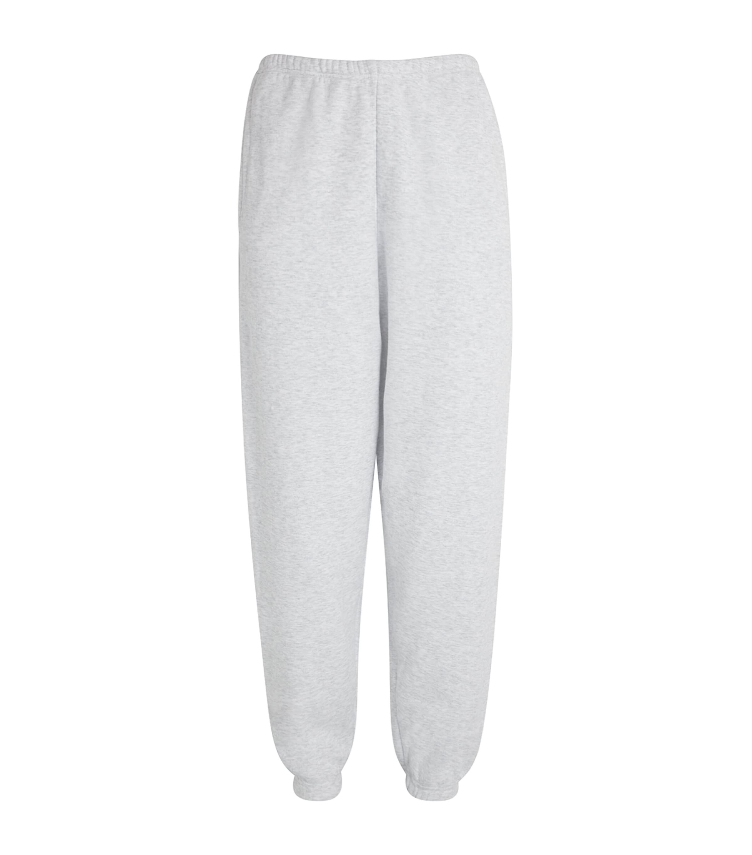 Grey Cotton-Blend Fleece Sweatpants