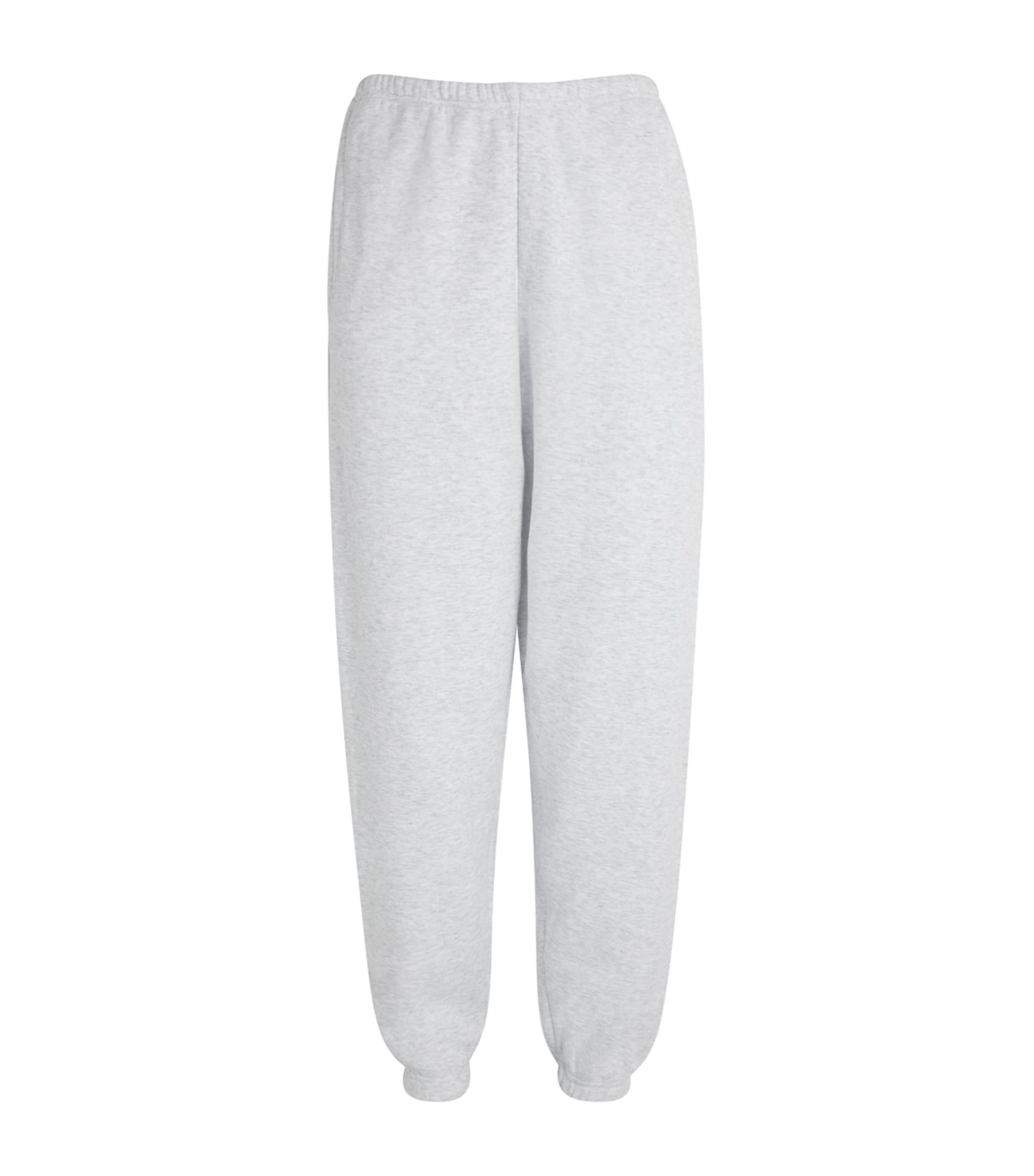 Grey Cotton-Blend Fleece Sweatpants