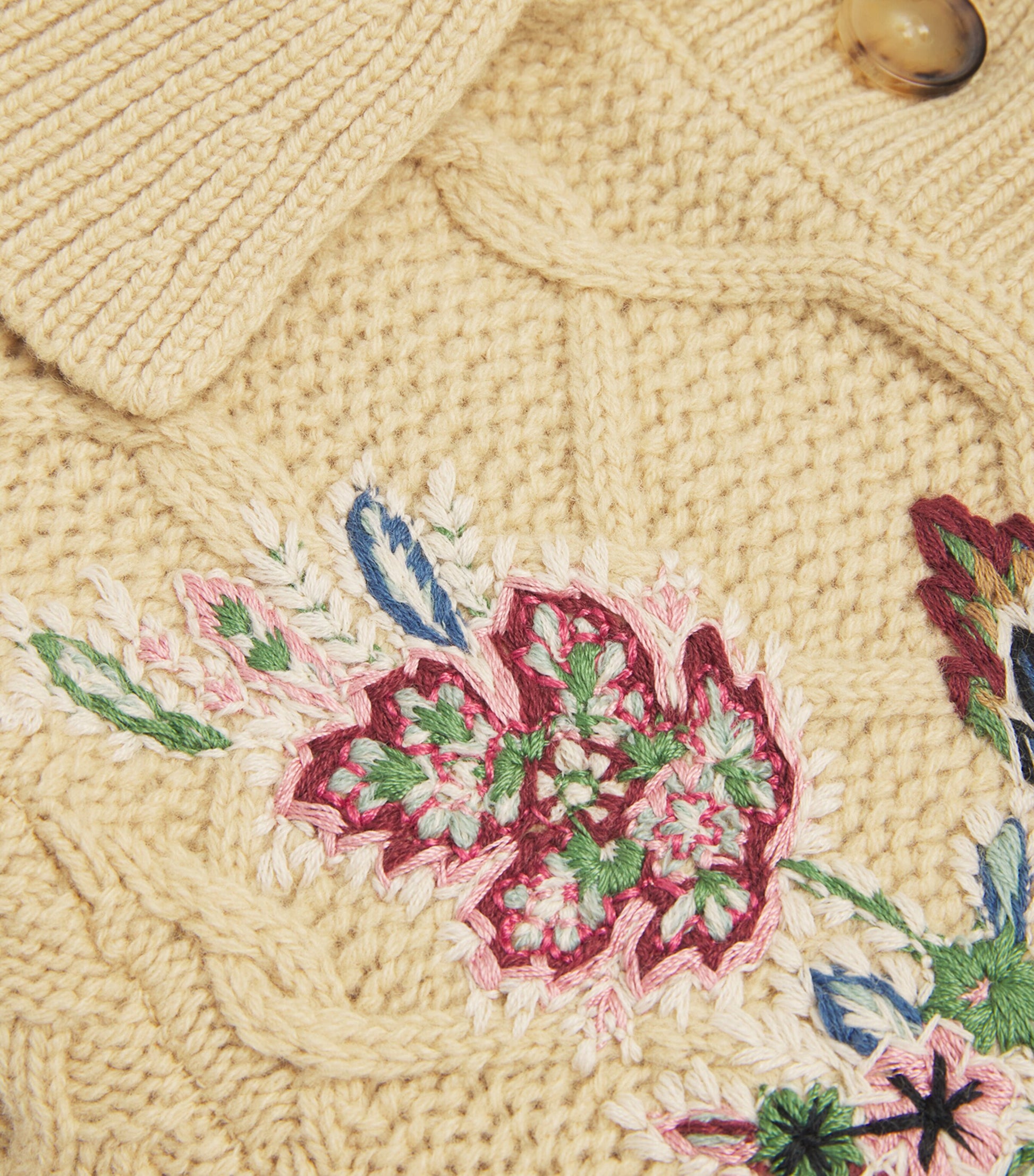 Yellow Wool-Cashmere Embroidered Cardigan