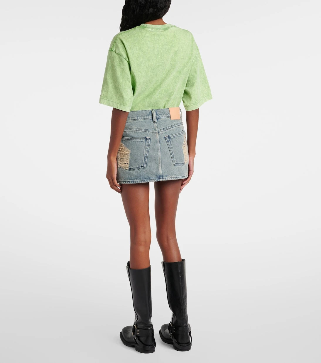 Acne Studios - تنورة ماكاريا القصيرة من الدنيم الممزق