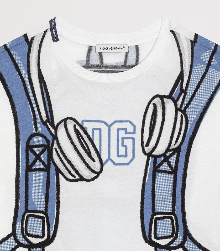 Dolce & Gabbana Kids Cotton Backpack Print Oversized T-Shirt (8-12 Years)