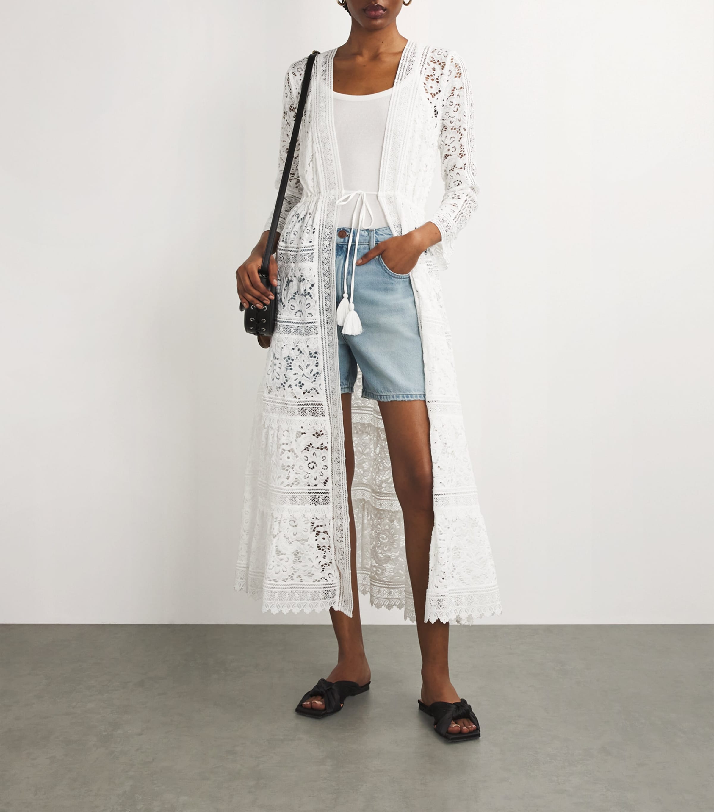 Alice+Olivia White Drawstring Talia Robe