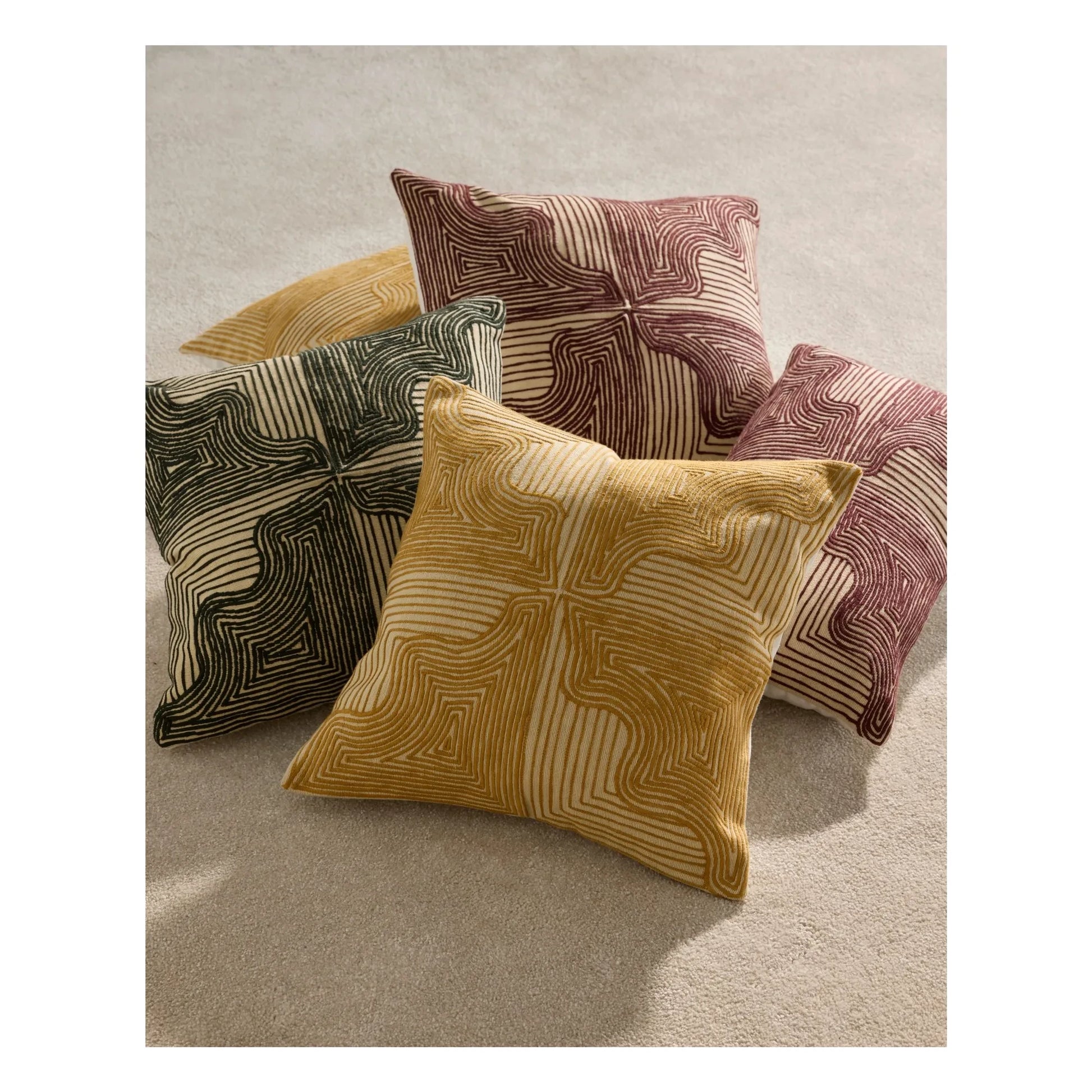 Maison Sarah Lavoine - Onda embroidered cushion | Ochre