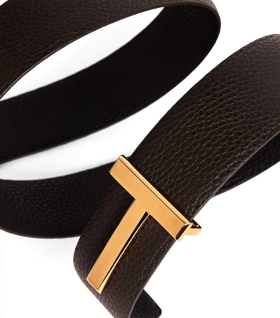 Leather Reversible T Icon Belt