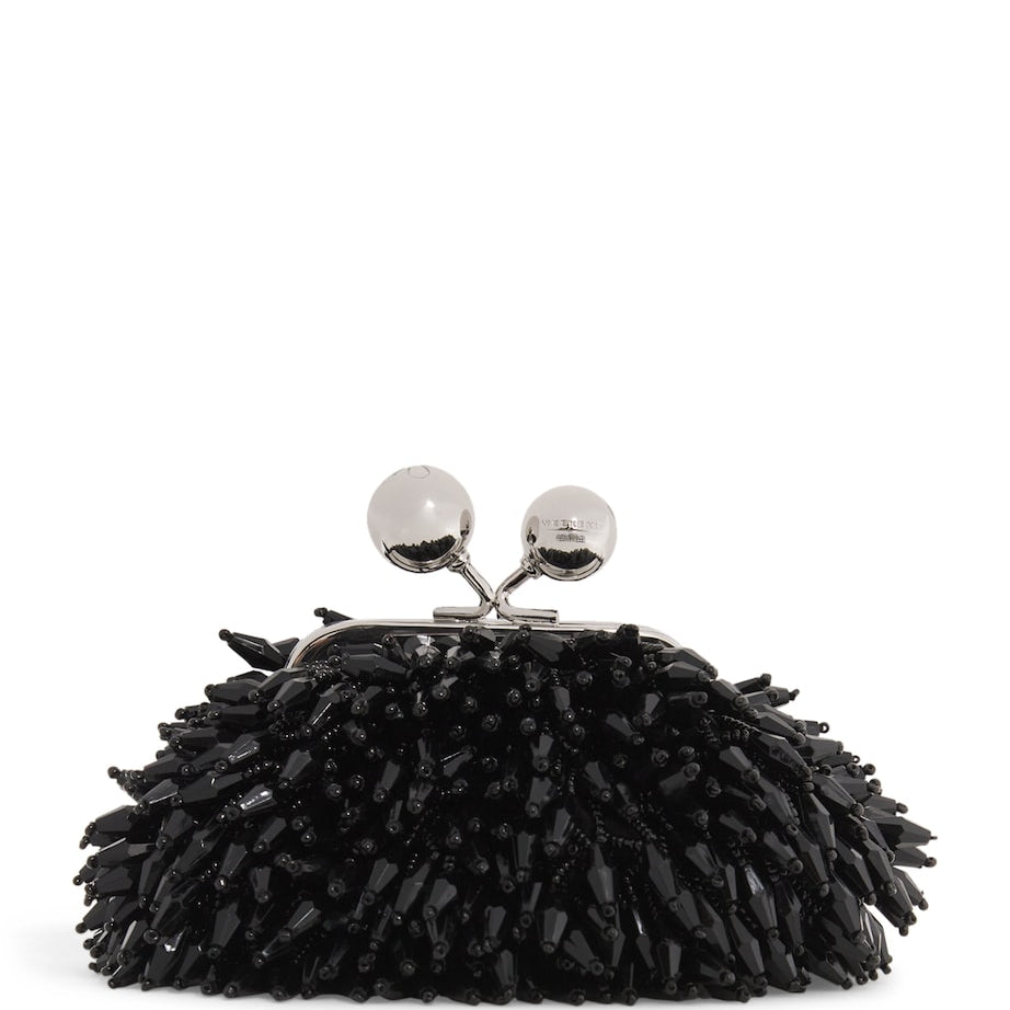 Weekend Max Mara Black Embellished Satin Pasticcino Nano Bag