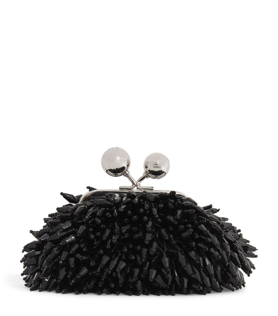 Weekend Max Mara Black Embellished Satin Pasticcino Nano Bag