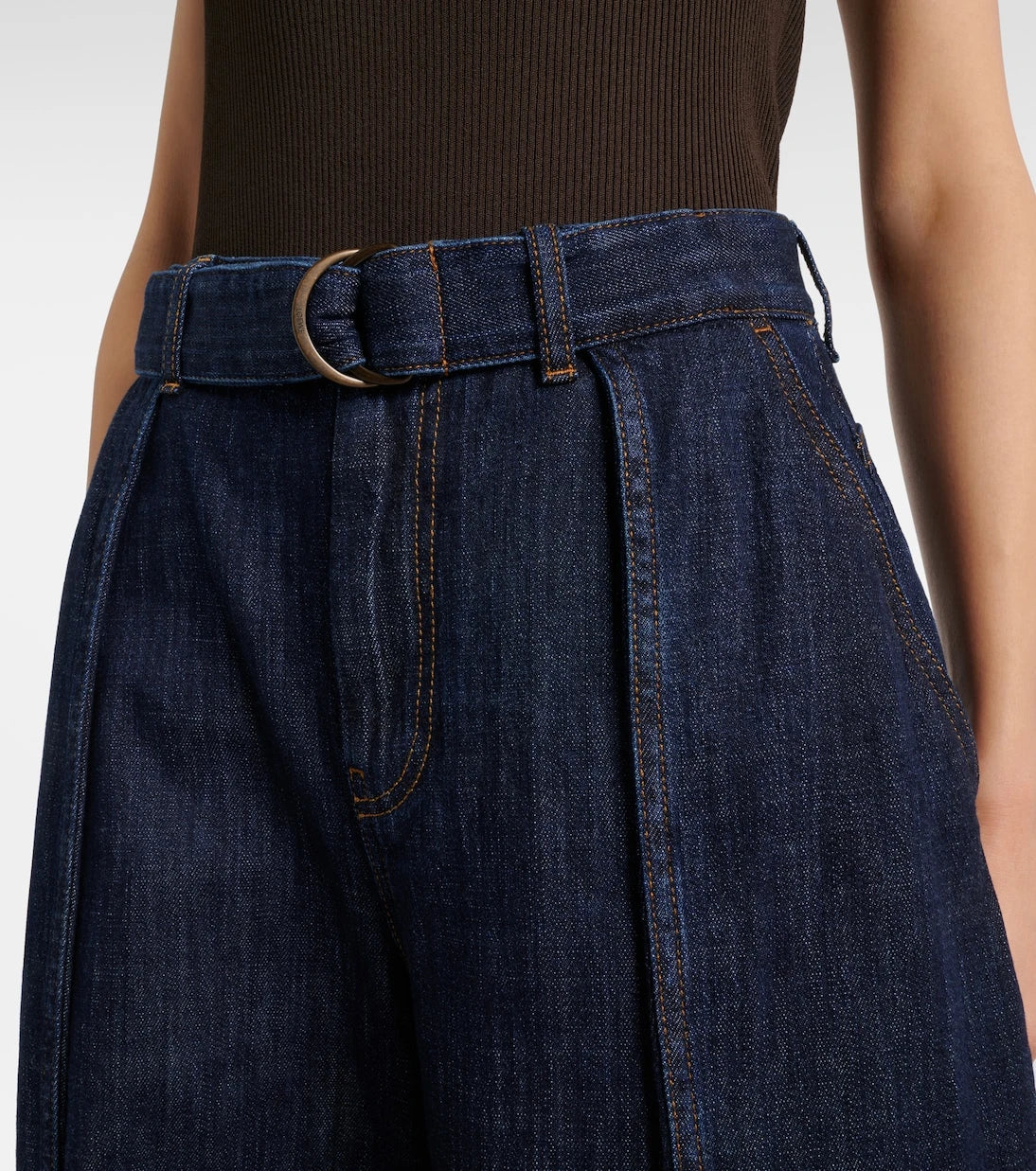Loewe - Belted high-rise wide-leg jeans