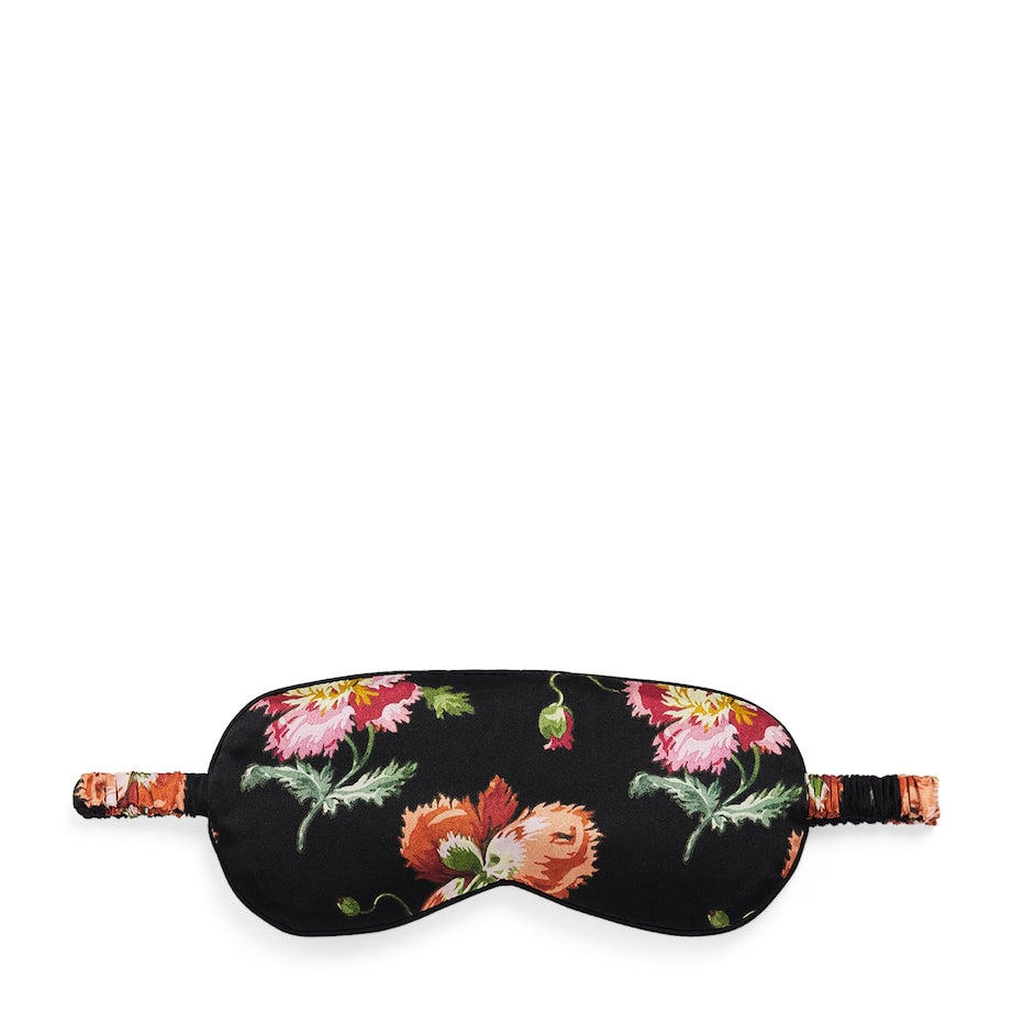 Harrods Black Silk Floral Sleep Mask