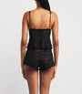 Skims Black Stretch Lace Triangle Camisole and Shorts Set