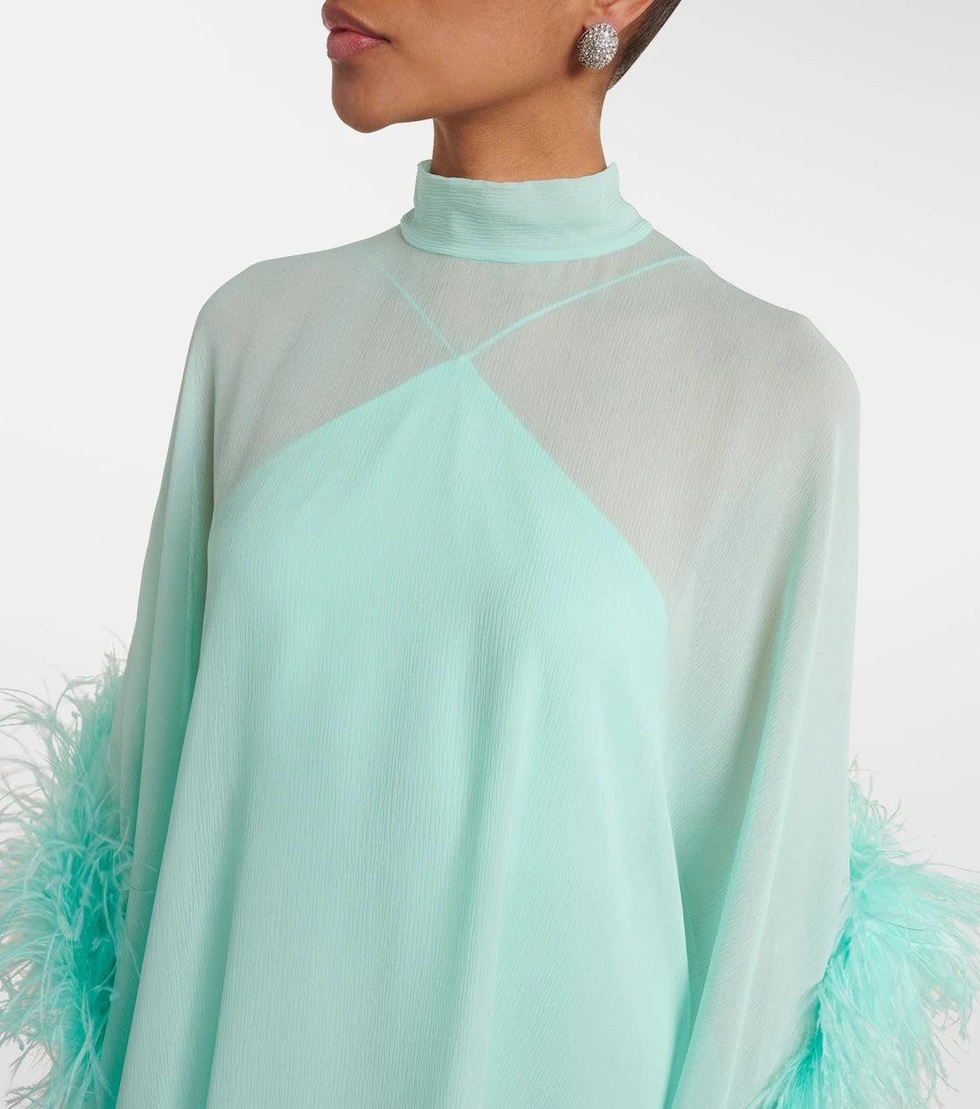 Taller Marmo - Penelope feather-trimmed silk kaftan