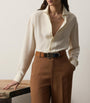 Ralph Lauren Collection Beige Silk Collared Blouse