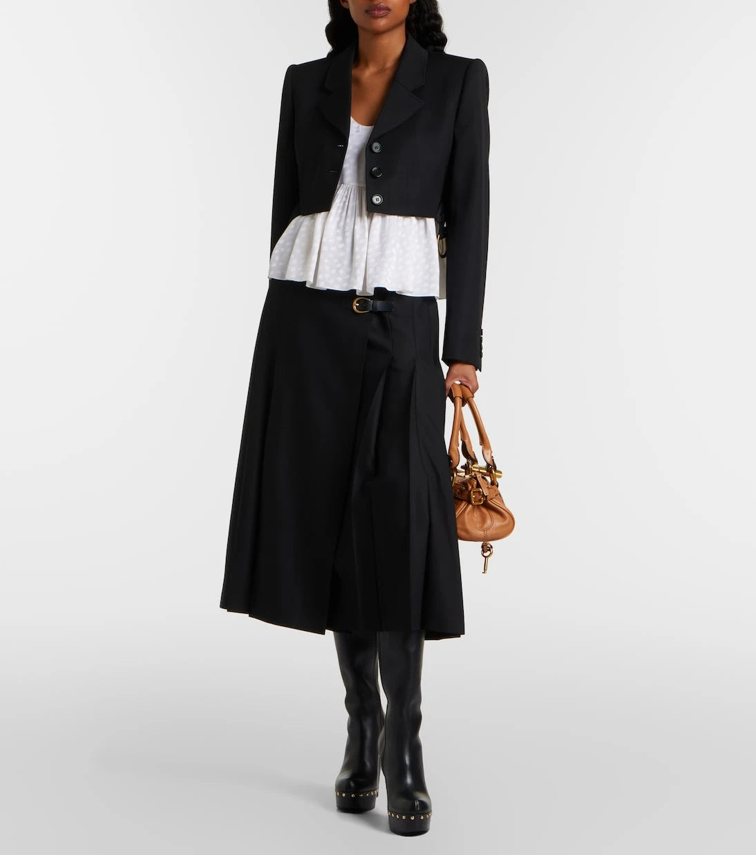 Chloé - Pleated virgin wool midi skirt