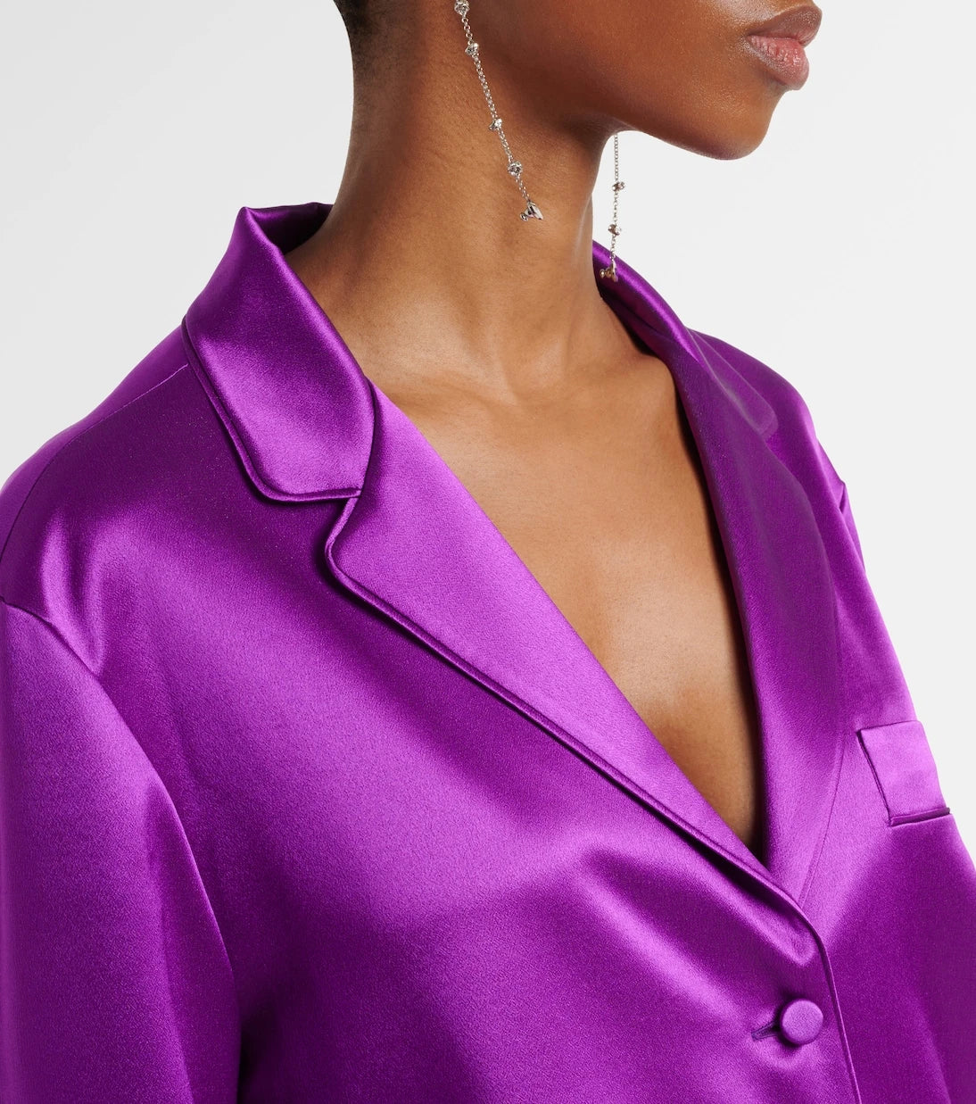 Valentino - Feather-trimmed silk satin shirt