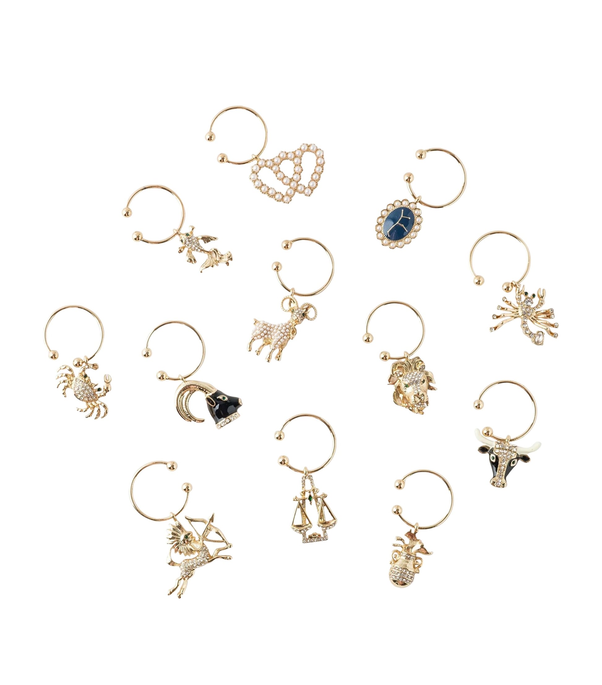Joanna Buchanan Set of 12 Zodiac Wine Charms