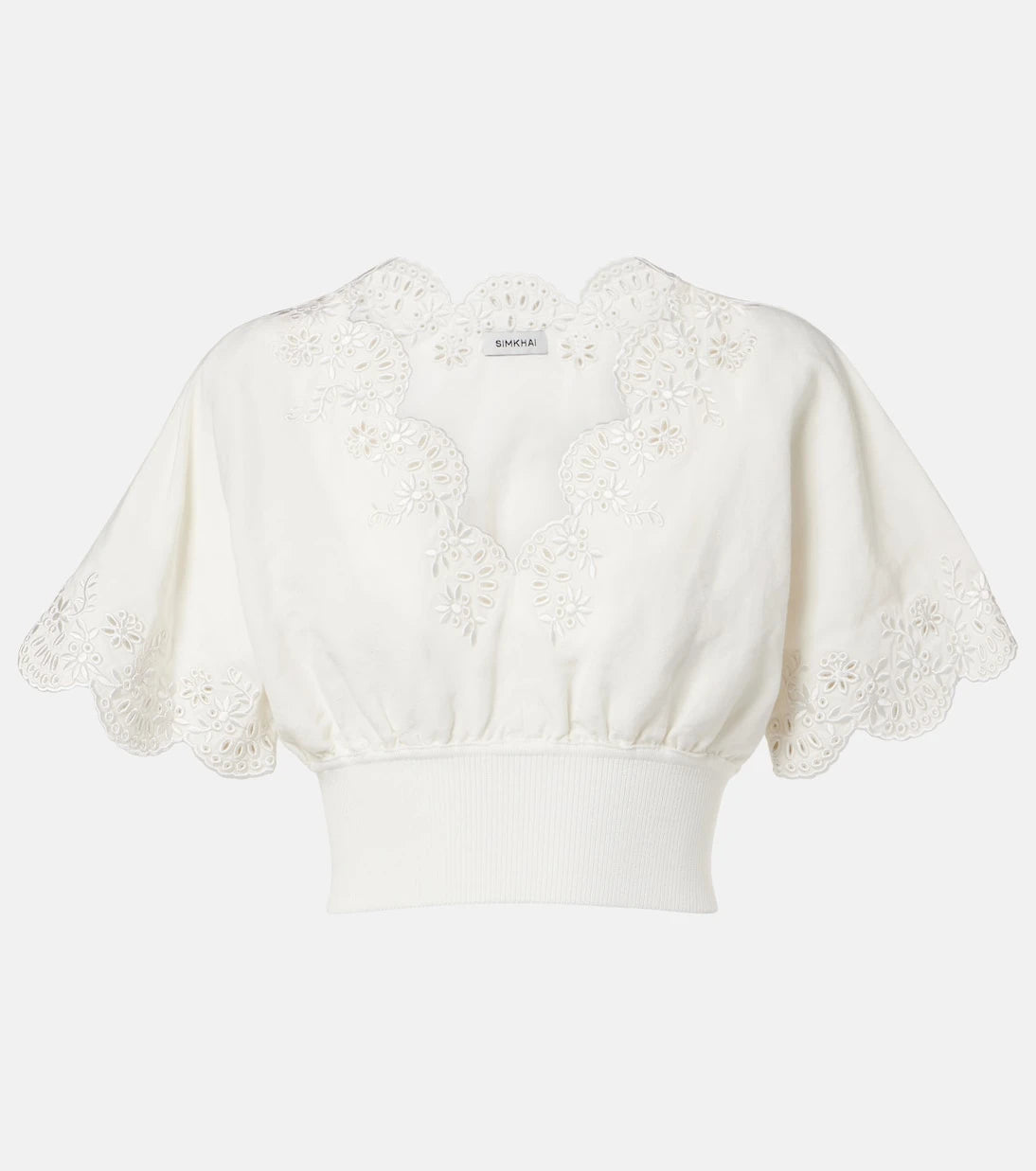 Simkhai - Broderie anglaise linen-blend crop top