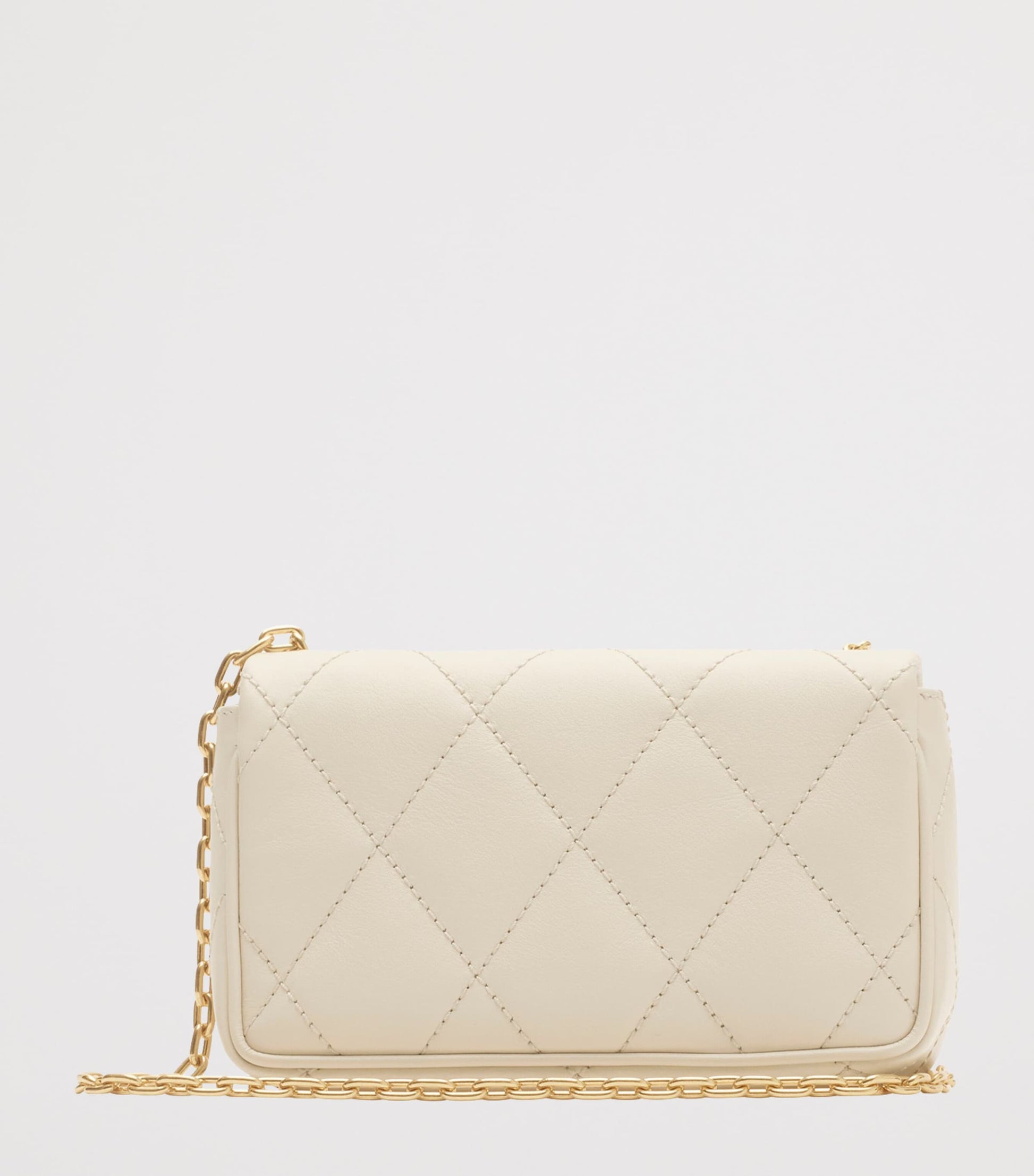 Ivory Leather Quilted Clutch Bag