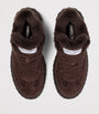 Jimmy Choo Brown Diamond Maxi Retro Suede-Shearling Sneakers