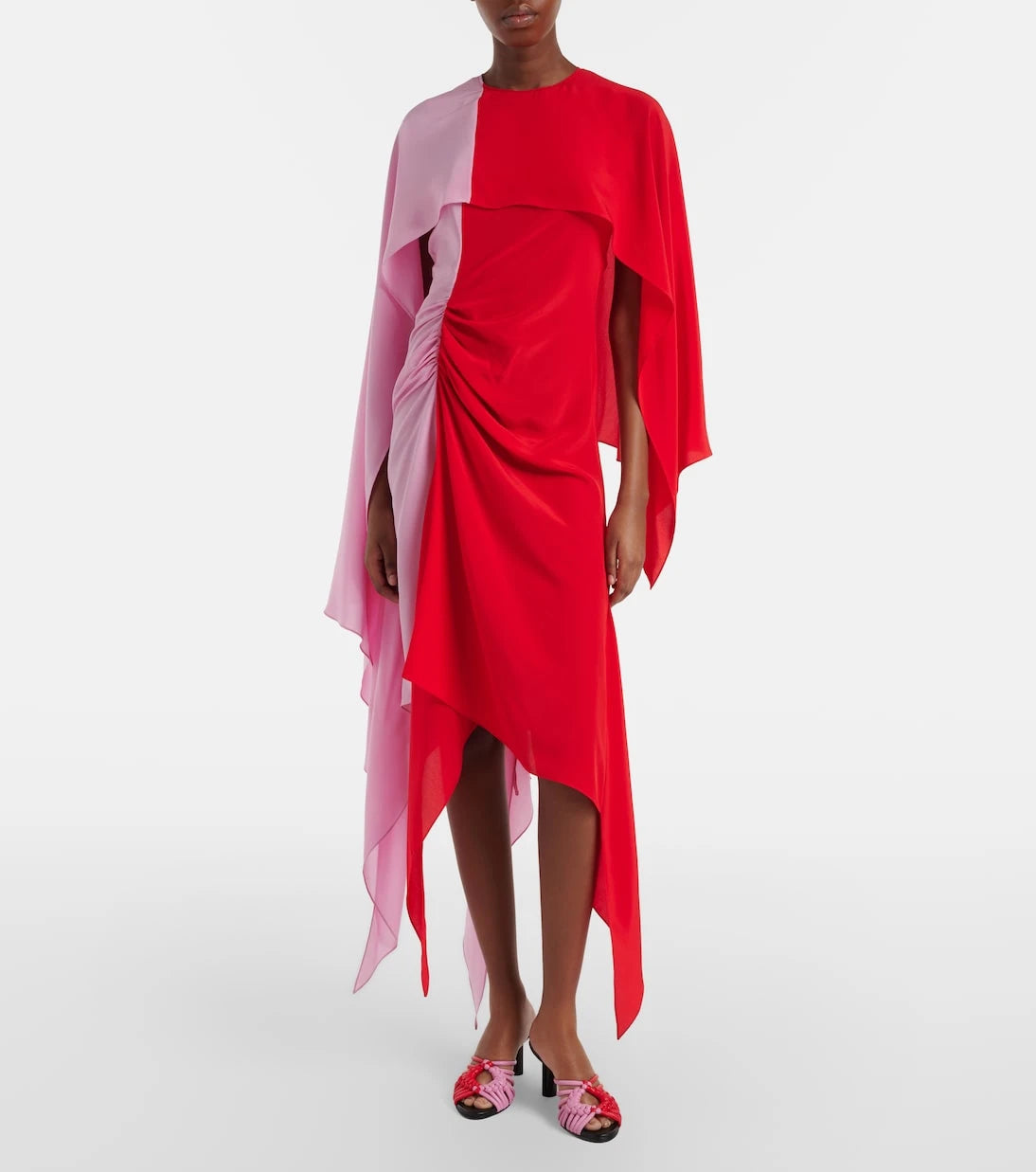 JW Anderson - Draped caped silk midi dress