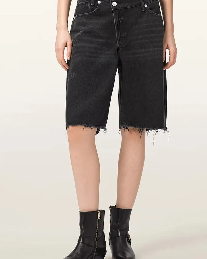 AllSaints къс панталон дамски от деним AKI