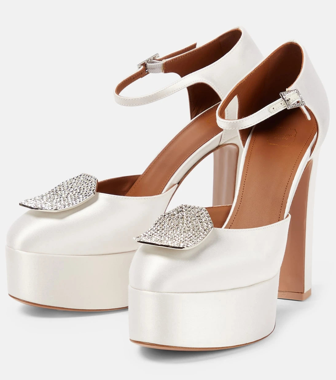 Malone Souliers - Terra embellished satin platform pumps