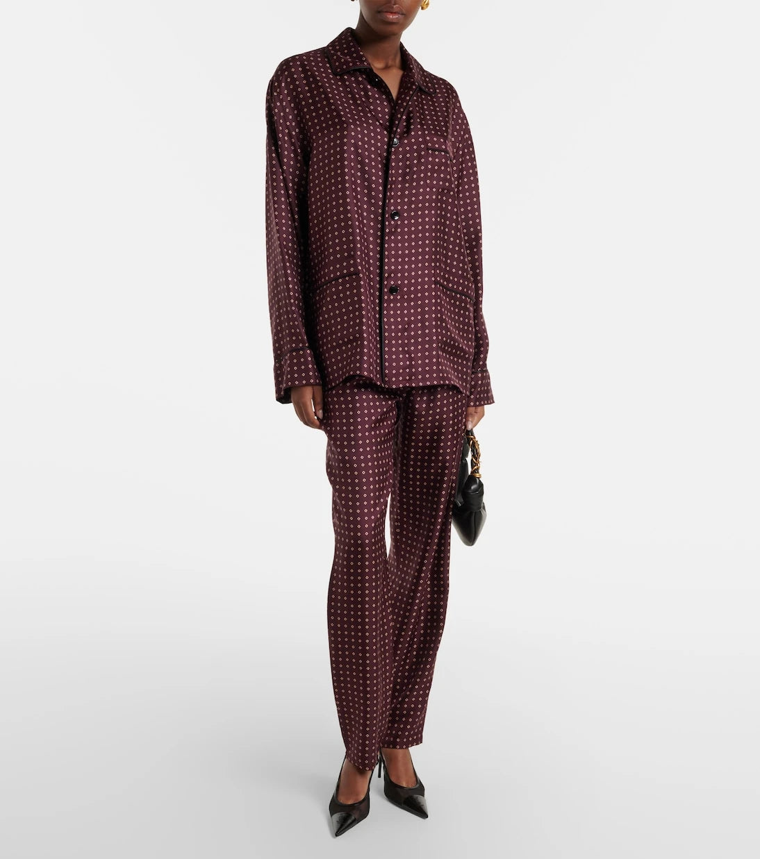 Saint Laurent - Printed silk satin pajama shirt
