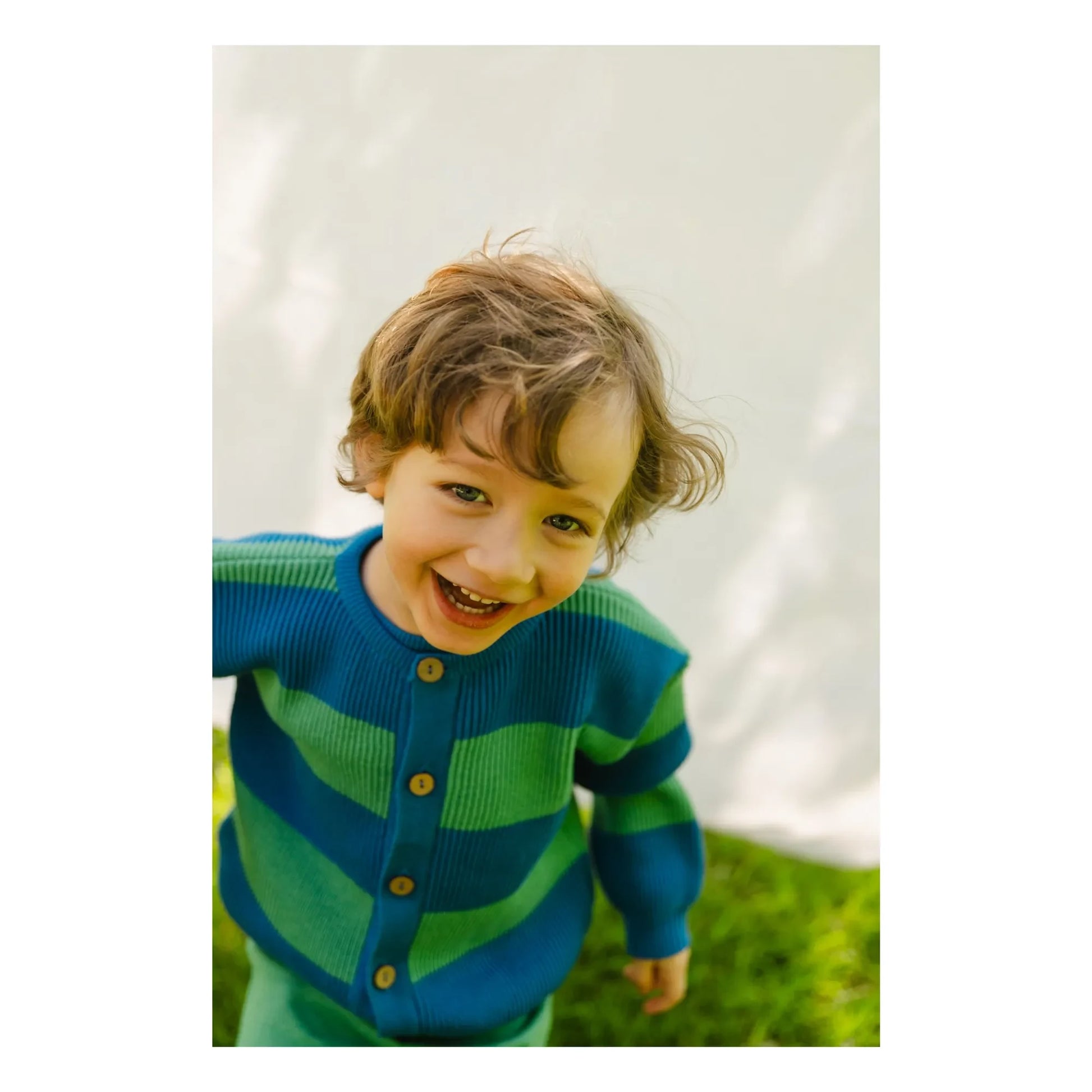 Bayiri - Striped Organic Cotton Snake Cardigan | Blue