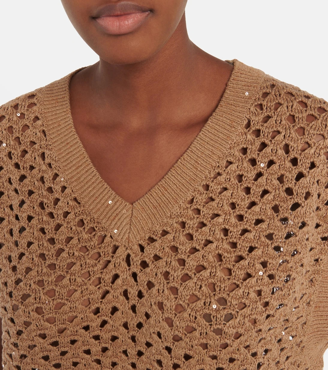 Brunello Cucinelli - Open-knit cotton, linen and silk top
