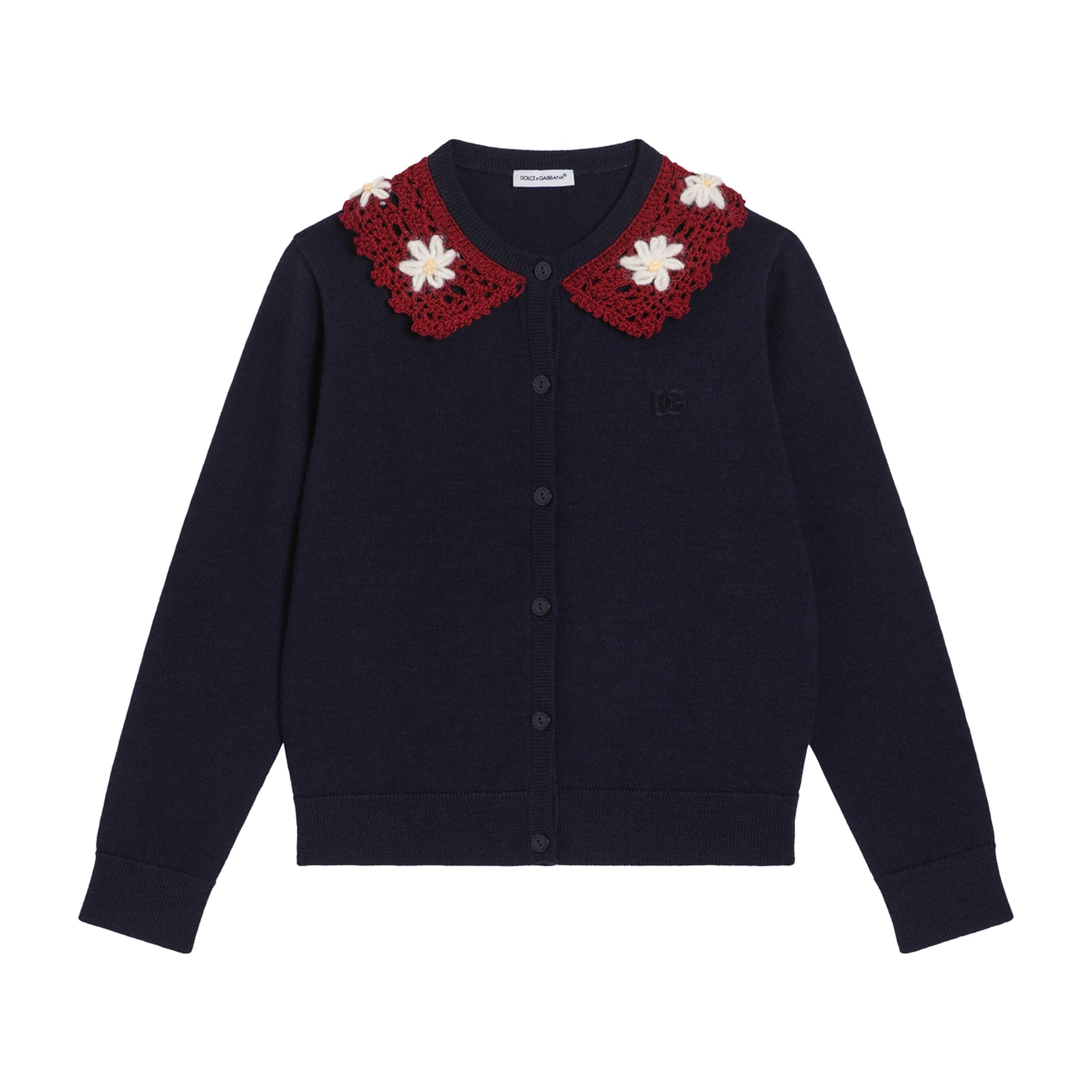 Dolce & Gabbana Kids Virgin Wool-Blend Crochet Trim Cardigan (8-12 Years)