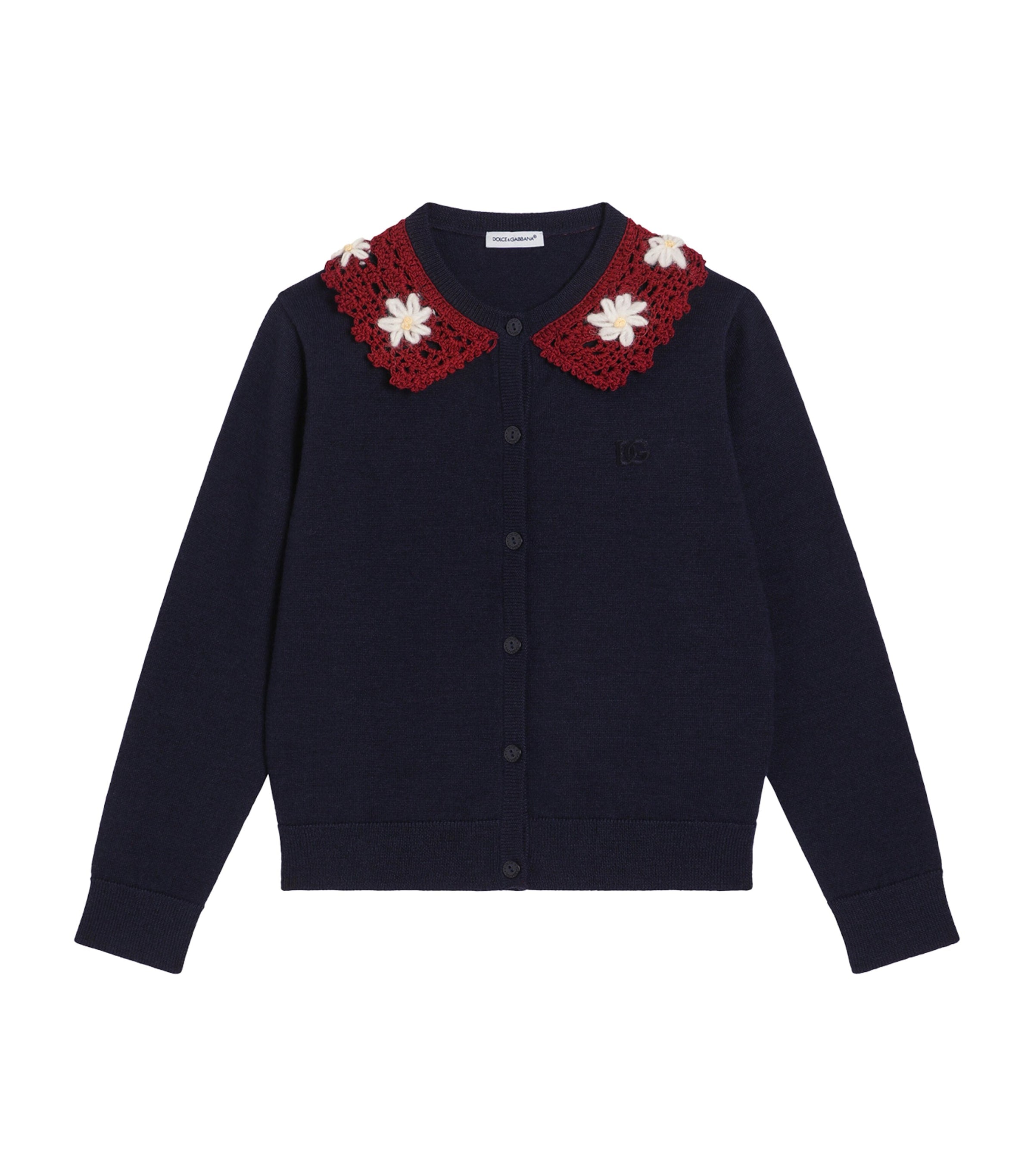 Dolce & Gabbana Kids Virgin Wool-Blend Crochet Trim Cardigan (8-12 Years)