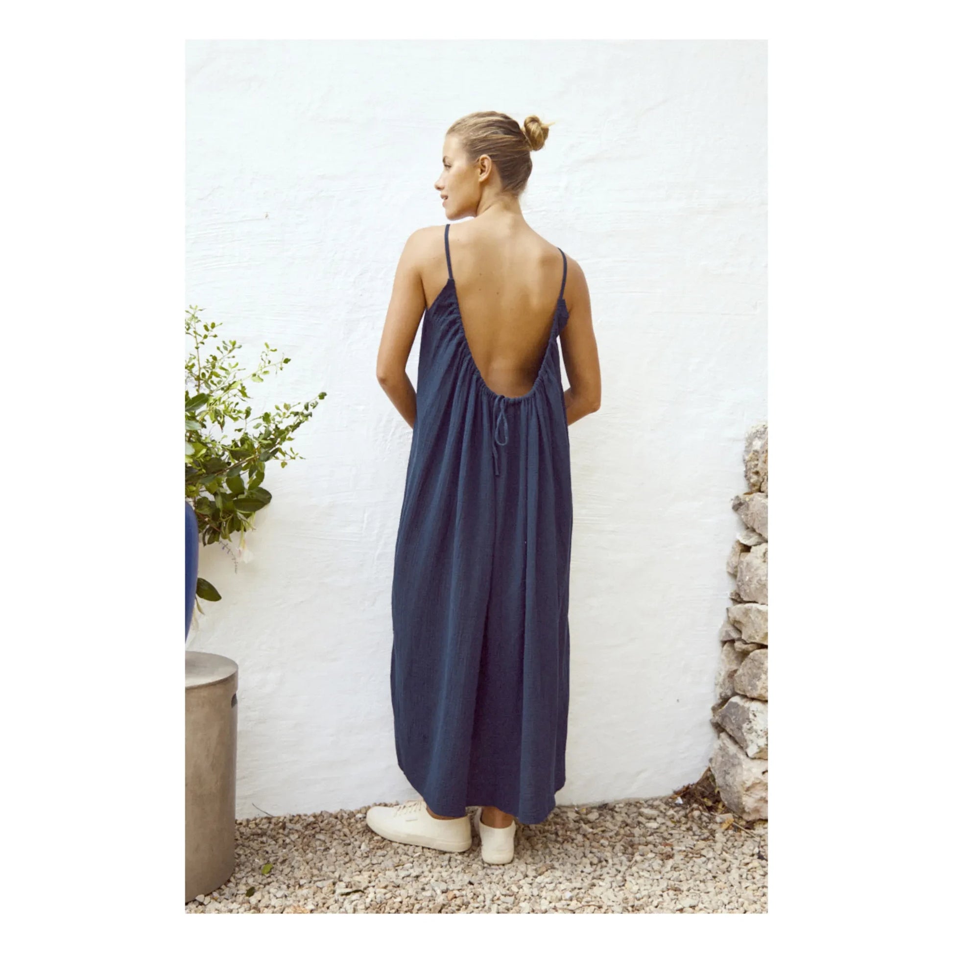 Anja Paris - Cotton Gauze Dress | Navy blue