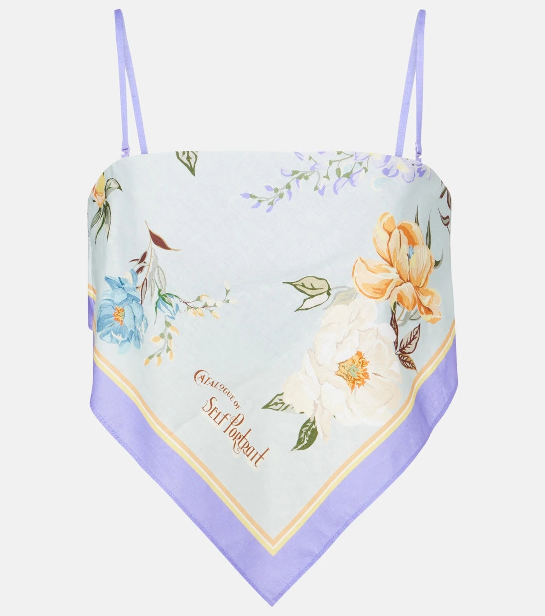 Self-Portrait - Floral linen and cotton crop top