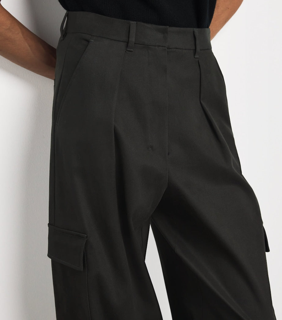 Green Wide-Leg Cargo Trousers